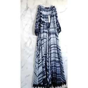 Line & Dot Tie-dye Long Cover Up